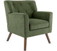 CLP Fauteuil Rembourre en Velours cotele Kioni avec accoudoirs, Fauteuil Bergere Jusqu a 150 kg, Fauteuil Relax et TV pour Salon, Couleur:Vert