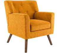 CLP Fauteuil Rembourre en Velours cotele Kioni avec accoudoirs, Fauteuil Bergere Jusqu a 150 kg, Fauteuil Relax et TV pour Salon, Couleur:Orange