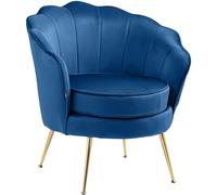 CLP Fauteuil Rosita I Chaise rembourrée recouverte de Velours I Structure en métal doré, Couleur:Bleu