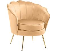 CLP Fauteuil Rosita I Chaise rembourrée recouverte de Velours I Structure en métal doré | Couleur Jaune