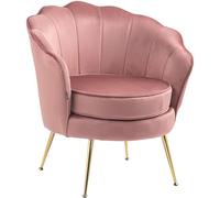 CLP Fauteuil Rosita I Chaise rembourrée recouverte de Velours I Structure en métal doré, Couleur:Rose