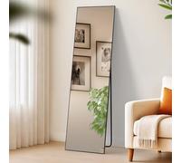 CLP Grand Miroir Benicia, Miroir sur Pied et Miroir Mural en Un, Miroir intégral Cadre métallique en Plusieurs Tailles et Couleurs Couleur Noir Mat Taille 140x40 cm