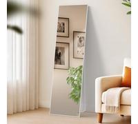CLP Grand Miroir Benicia, Miroir sur Pied et Miroir Mural en Un, Miroir intégral Cadre métallique en Plusieurs Tailles et Couleurs Couleur Blanc Mat Taille 140x40 cm
