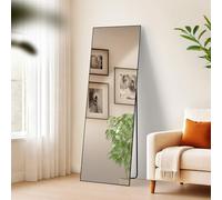 CLP Grand Miroir Benicia, Miroir sur Pied et Miroir Mural en Un, Miroir intégral Cadre métallique en Plusieurs Tailles et Couleurs Couleur Noir Mat Taille 150x50 cm
