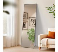 CLP Grand Miroir Benicia, Miroir sur Pied et Miroir Mural en Un, Miroir intégral Cadre métallique en Plusieurs Tailles et Couleurs Couleur Noir Mat Taille 160x50 cm