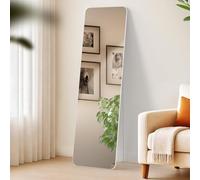 CLP Grand Miroir Gurnee, Miroir à Poser et Miroir Mural en Un, Miroir intégral Cadre métallique en Plusieurs Tailles et Couleurs | Couleur Blanc Mat Taille 140x40 cm
