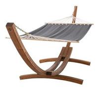 CLP Hamac sur Support Miramar avec Structure en Eucalyptus, Charge Max 150 kg, Ideal Jardin, terrasse, Balcon, Couleur:Gris