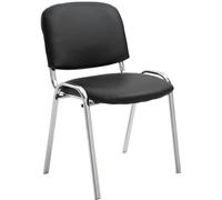 CLP Ken Chaise de conférence empilable avec revêtement en cuir synthétique, métal aspect chromé, couleur : noir