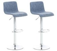 CLP Lot 2 tabourets de bar Hoover tissu hauteur réglable Piètement Métal chromé , Bleu/Chrome Bleu G