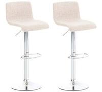 CLP Lot 2 tabourets de bar Hoover tissu hauteur réglable Piètement Métal chromé , Crème/Chrome Crème G