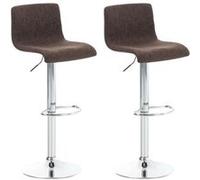 CLP Lot 2 tabourets de bar Hoover tissu hauteur réglable Piètement Métal chromé , Marron/Chrome Marron G