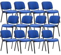 CLP Lot de 12 Chaises Visiteur Empilable Ken Tissu I Chaise De Reception Confortable avec Dossier Pieds en Métal Robuste I Couleur:, Couleur:Bleu