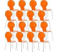 CLP Lot de 16 Chaises Empilables Robustes Diego I Chaise Empilable en Bois avec Dossier I Siège Ergonomique Confortable I Hauteur Assise 45 cm, Couleur:Orange