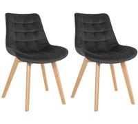 CLP Lot de 2 chaises Brook Velours I Chaise de Salle à Manger avec Structure en Bois I Chaise de Cuisine avec Assise Couleur:Noir