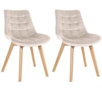 CLP Lot de 2 chaises Brook Velours I Chaise de Salle à Manger avec Structure en Bois I Chaise de Cuisine avec Assise Couleur:crème