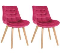 CLP Lot de 2 chaises Brook Velours I Chaise de Salle à Manger avec Structure en Bois I Chaise de Cuisine avec Assise Couleur:Rouge