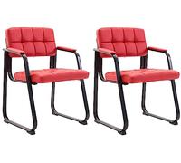 CLP Lot De 2 Chaises Canada en Similicuir I Sièges avec Piètement en Métal Noir I Accoudoirs Et Dossier Ajouré | Couleur Rouge