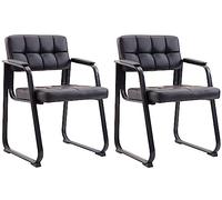 CLP Lot De 2 Chaises Canada en Similicuir I Sièges avec Piètement en Métal Noir I Accoudoirs Et Dossier Ajouré Couleur:Noir