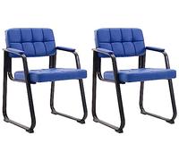 CLP Lot De 2 Chaises Canada en Similicuir I Sièges avec Piètement en Métal Noir I Accoudoirs Et Dossier Ajouré | Couleur Bleu