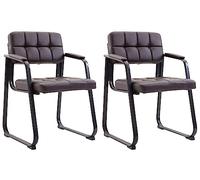 CLP Lot De 2 Chaises Canada en Similicuir I Sièges avec Piètement en Métal Noir I Accoudoirs Et Dossier Ajouré, Couleur:Marron