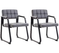 CLP Lot De 2 Chaises Canada en Similicuir I Sièges avec Piètement en Métal Noir I Accoudoirs Et Dossier Ajouré | Couleur Gris