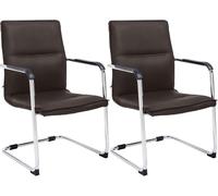 CLP Lot de 2 chaises Cantilever avec accoudoirs Seattle, chaises de Salle ŕ Manger Modernes rembourrées avec revętement en Simili-Cuir, Couleur:Marron