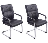 CLP Lot De 2 Chaises Cantilever XXL Anu n Similicuir avec Accoudoirs I Fauteuil Oscillant avec Piètement Luge Métal Chromé, Couleur:Marron
