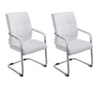 CLP Lot de 2 Chaises Cantilever XXL Anubis en Similicuir avec accoudoirs , Blanc Blanc G
