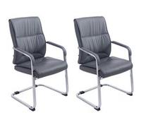 CLP Lot de 2 Chaises Cantilever XXL Anu n Similicuir avec accoudoirs , Gris Gris G