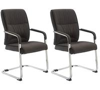 CLP Lot De 2 Chaises Cantilever XXL Anu n Tissu avec Accoudoirs I Fauteuil Oscillant avec Piètement Luge Métal Chromé, Couleur:Gris foncé