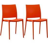 CLP Lot de 2 chaises de Jardin Meton avec Dossier, empilables, resistantes aux intemperies, resistantes aux UV | Couleur Orange