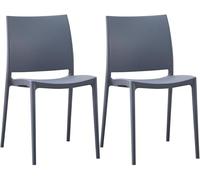 CLP Lot de 2 chaises de Jardin Meton avec Dossier, empilables, resistantes aux intemperies, resistantes aux UV | Couleur Gris