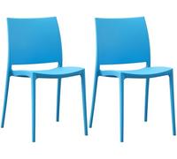 CLP Lot de 2 chaises de Jardin Meton avec Dossier, empilables, resistantes aux intemperies, resistantes aux UV | Couleur Bleu