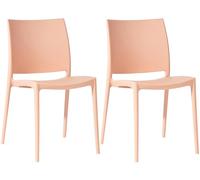CLP Lot de 2 chaises de Jardin Meton avec Dossier, empilables, resistantes aux intemperies, resistantes aux UV | Couleur Pêche