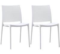 CLP Lot de 2 chaises de Jardin Meton avec Dossier, empilables, resistantes aux intemperies, resistantes aux UV | Couleur Blanc