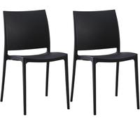 CLP Lot de 2 chaises de Jardin Meton avec Dossier, empilables, resistantes aux intemperies, resistantes aux UV | Couleur Noir