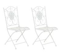 CLP Lot de 2 chaises de jardin pliables Sibell en fer , Blanc Blanc