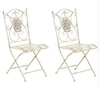 CLP Lot de 2 chaises de jardin pliables Sibell en fer , Crème antique G