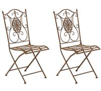 CLP Lot De 2 Chaises De Jardin Pliables Sibell I Chaise D'Extérieur en Fer Style Antique, Couleur:Marron Antique