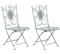 CLP Lot de 2 chaises de jardin pliables Sibell en fer , Vert antique Vert G