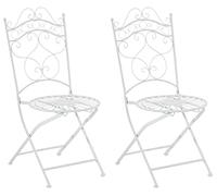 CLP Lot de 2 Chaises de jardin pliables Indra en fer forgé , Blanc