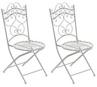 CLP Lot de 2 Chaises De Jardin Pliantes Indra I Chaises D'Extérieur en Fer Forgé pour Terrasse Ou Balcon | Couleur Blanc Antique