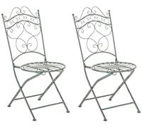 CLP Lot de 2 Chaises de jardin pliables Indra en fer forgé , Vert antique Vert G
