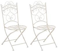 CLP Lot de 2 Chaises De Jardin Pliantes Indra I Chaises D'Extérieur en Fer Forgé pour Terrasse Ou Balcon, Couleur: crème Antique