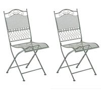 CLP Lot de 2 chaises de jardin pliables Kiran en fer , Vert antique Vert G