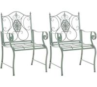 CLP 2 x Chaise de Jardin Punjab en Fer solide et résistante avec Accoudoirs , Vert antique