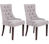 CLP Trading GmbH Chaises Aberdeen – Lot de 2, tissu gris, piétement en bois d'hévéa, cadre antique