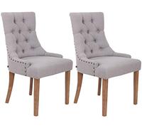 CLP Lot De 2 Chaises De Salle A Manger Aberdeen en Tissu I Chaise Rembourrée avec Piétement en Bois D'Hévéa Et Dossier, Couleur:Gris, Couleur du Cadre:Antique Clair