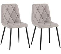 CLP Lot de 2 chaises de Salle à Manger Clairton, Chaise de Cuisine rembourrée avec revêtement matelassé, supportant jusqu'à 150 kg, Couleur: Gris Clair, Matériel: Tissu