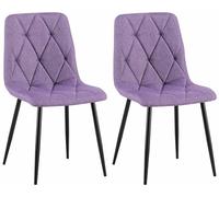 CLP Lot de 2 chaises de Salle à Manger Clairton, Chaise de Cuisine rembourrée avec revêtement matelassé, supportant jusqu'à 150 kg Couleur:Violet;Matériel:Tissu